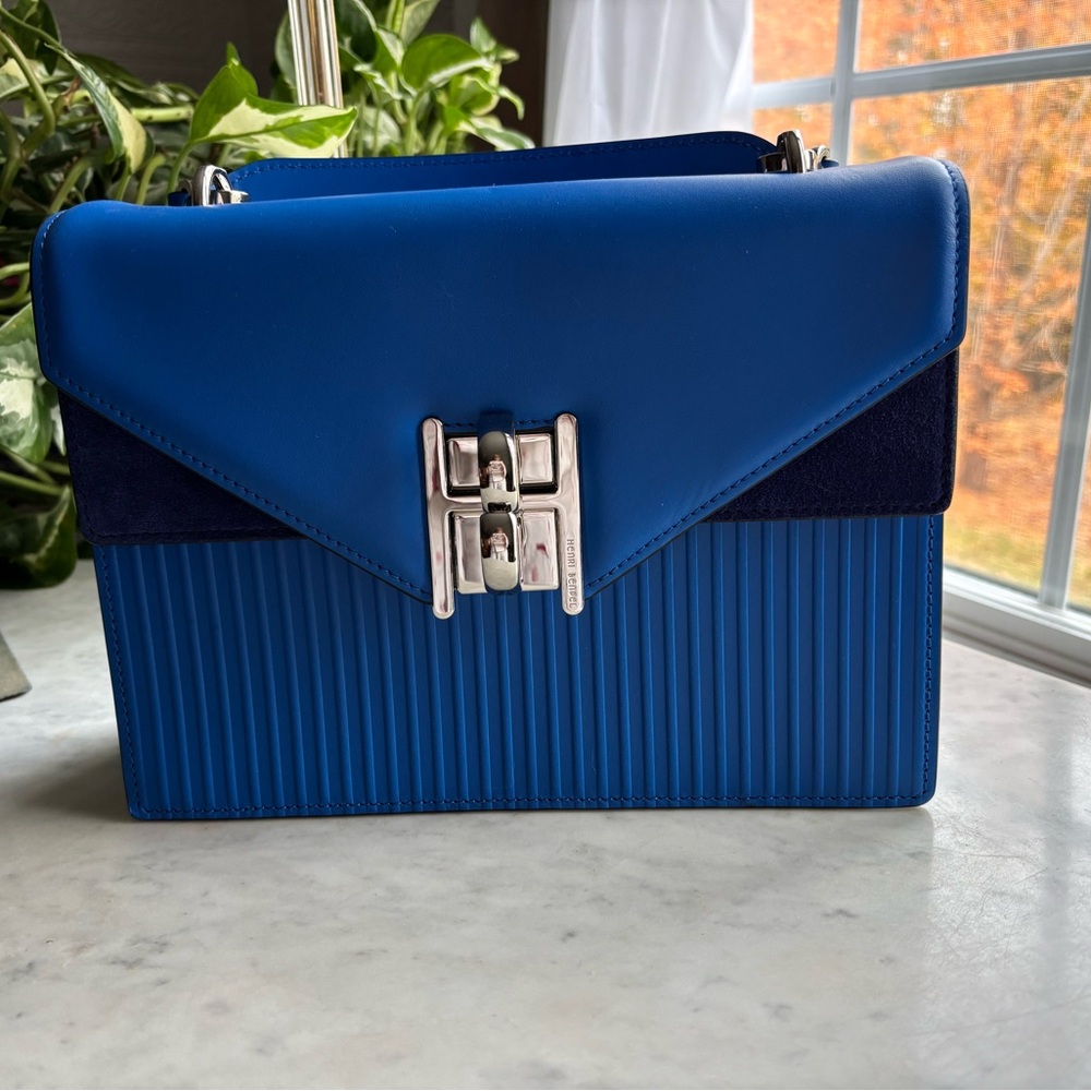 Henri Bendel Blue Shoulder Bag with Silver Hardware NWOT